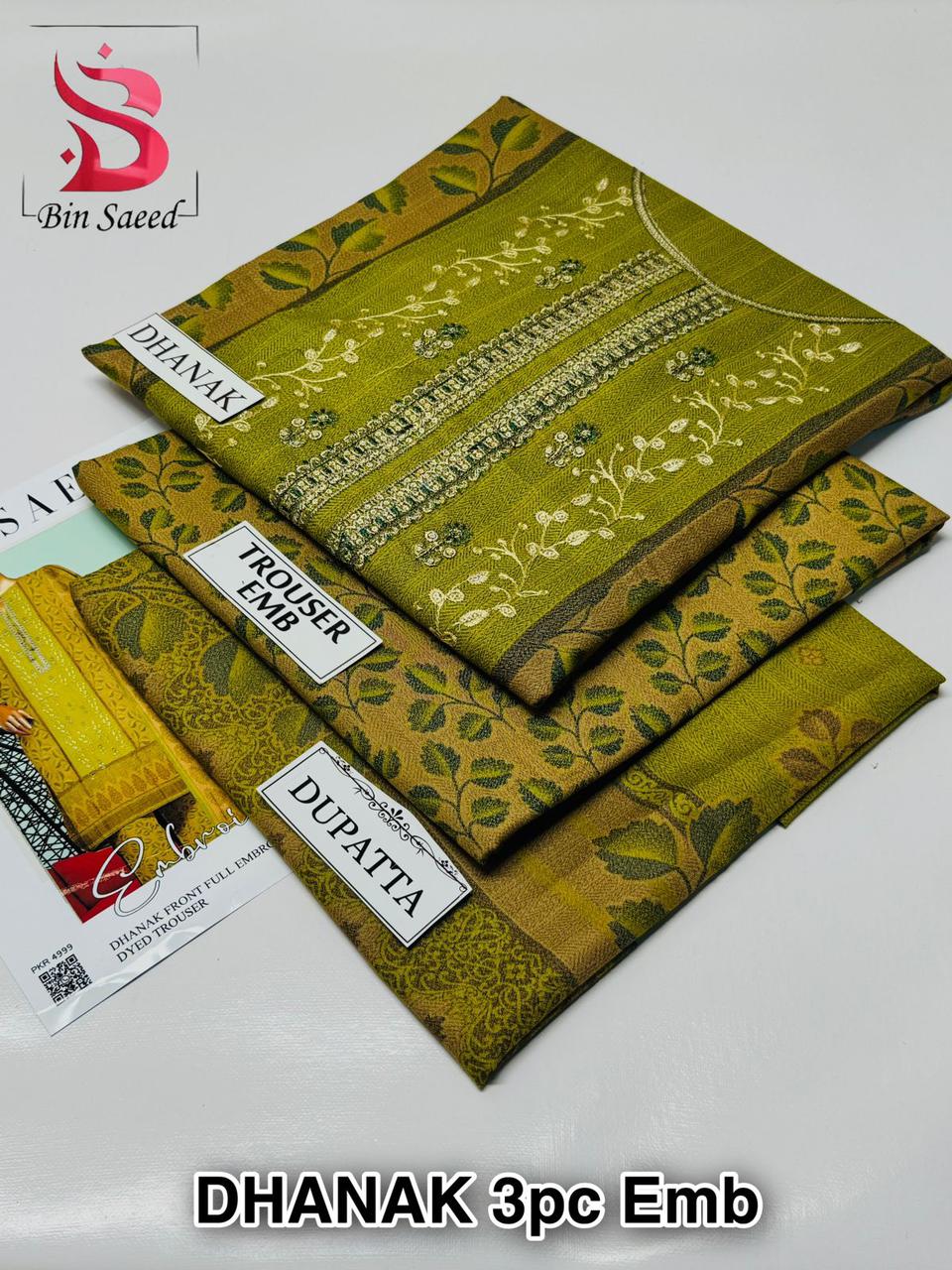 Bin Saeed Embroidered & Printed Khaddar 3-Pcs